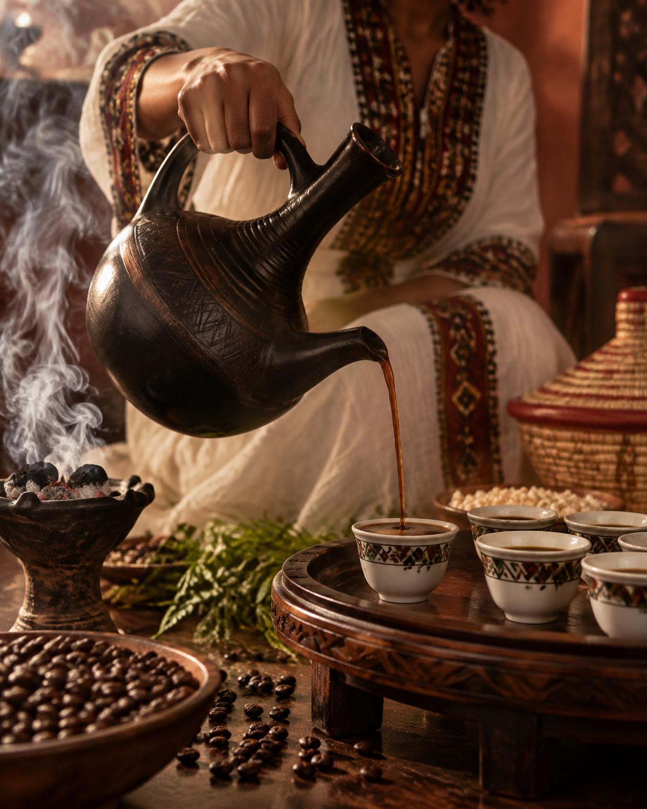 Traditionelle eritreische Kaffeezeremonie